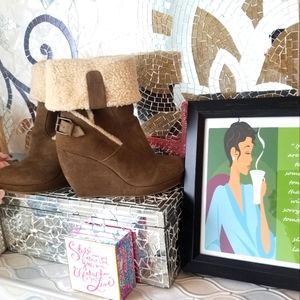 Nine West Suede Wedge Heel Bootie